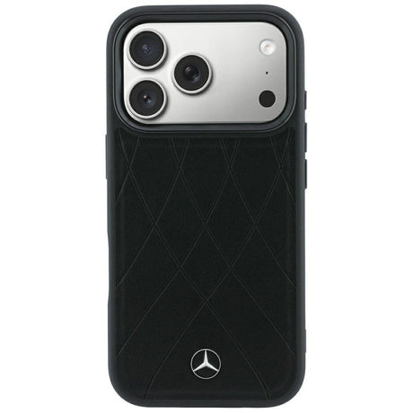 Mercedes Benz iPhone 17 Pro/iPhone 18 Pro Cover Leather Crossed Lines Sort