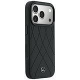 Mercedes Benz iPhone 17 Pro/iPhone 18 Pro Cover Leather Crossed Lines Sort
