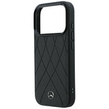 Mercedes Benz iPhone 17 Pro/iPhone 18 Pro Cover Leather Crossed Lines Sort