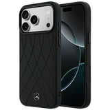 Mercedes Benz iPhone 17 Pro Max/iPhone 18 Pro Max Cover Leather Crossed Lines Sort