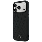 Mercedes Benz iPhone 17 Pro Max/iPhone 18 Pro Max Cover Leather Crossed Lines Sort
