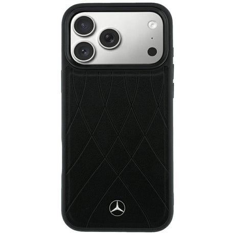 Mercedes Benz iPhone 17 Pro Max/iPhone 18 Pro Max Cover Leather Crossed Lines Sort