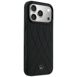 Mercedes Benz iPhone 17 Pro Max/iPhone 18 Pro Max Cover Leather Crossed Lines Sort