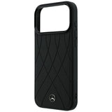 Mercedes Benz iPhone 17 Pro Max/iPhone 18 Pro Max Cover Leather Crossed Lines Sort