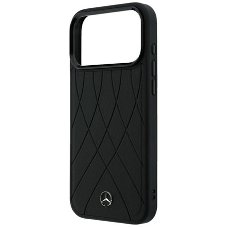 Mercedes Benz iPhone 17 Pro Max/iPhone 18 Pro Max Cover Leather Crossed Lines Sort