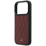 Mercedes Benz iPhone 17 Pro/iPhone 18 Pro Cover i læder med krydsede linjer, bordeaux