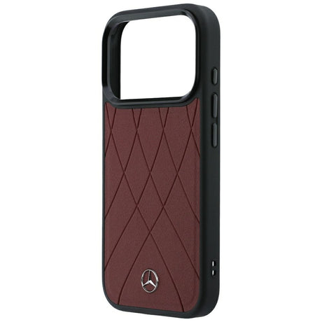 Mercedes Benz iPhone 17 Pro/iPhone 18 Pro Cover i læder med krydsede linjer, bordeaux