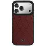 Mercedes Benz iPhone 17 Pro Max/iPhone 18 Pro Max Cover i læder med krydsede linjer, bordeaux