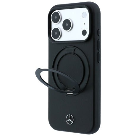 Mercedes Benz iPhone 17 Pro/iPhone 18 Pro Cover i læder med ringstander Sort