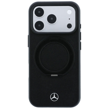 Mercedes Benz iPhone 17 Pro/iPhone 18 Pro Cover i læder med ringstander Sort