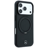 Mercedes Benz iPhone 17 Pro/iPhone 18 Pro Cover i læder med ringstander Sort