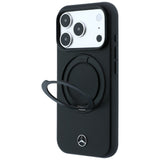 Mercedes Benz iPhone 17 Pro Max/iPhone 18 Pro Max Cover i læder med ringstativ, Sort