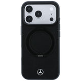 Mercedes Benz iPhone 17 Pro Max/iPhone 18 Pro Max Cover i læder med ringstativ, Sort