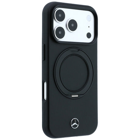 Mercedes Benz iPhone 17 Pro Max/iPhone 18 Pro Max Cover i læder med ringstativ, Sort