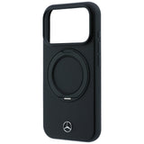 Mercedes Benz iPhone 17 Pro Max/iPhone 18 Pro Max Cover i læder med ringstativ, Sort