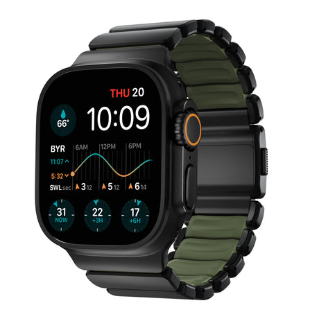 Nomad Apple Watch 45/46mm/Ultra 49mm Armbånd Stratos Band Sort Forest