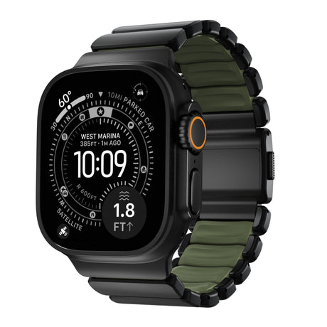 Nomad Apple Watch 45/46mm/Ultra 49mm Armbånd Stratos Band Sort Forest