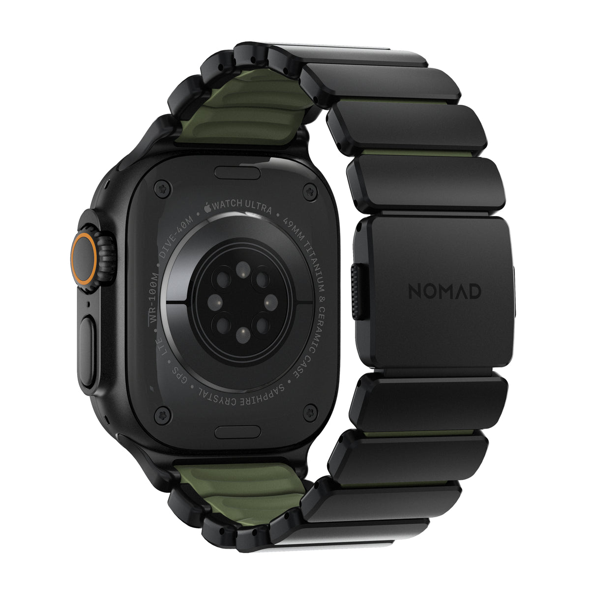 Nomad Apple Watch 45/46mm/Ultra 49mm Armbånd Stratos Band Sort Forest