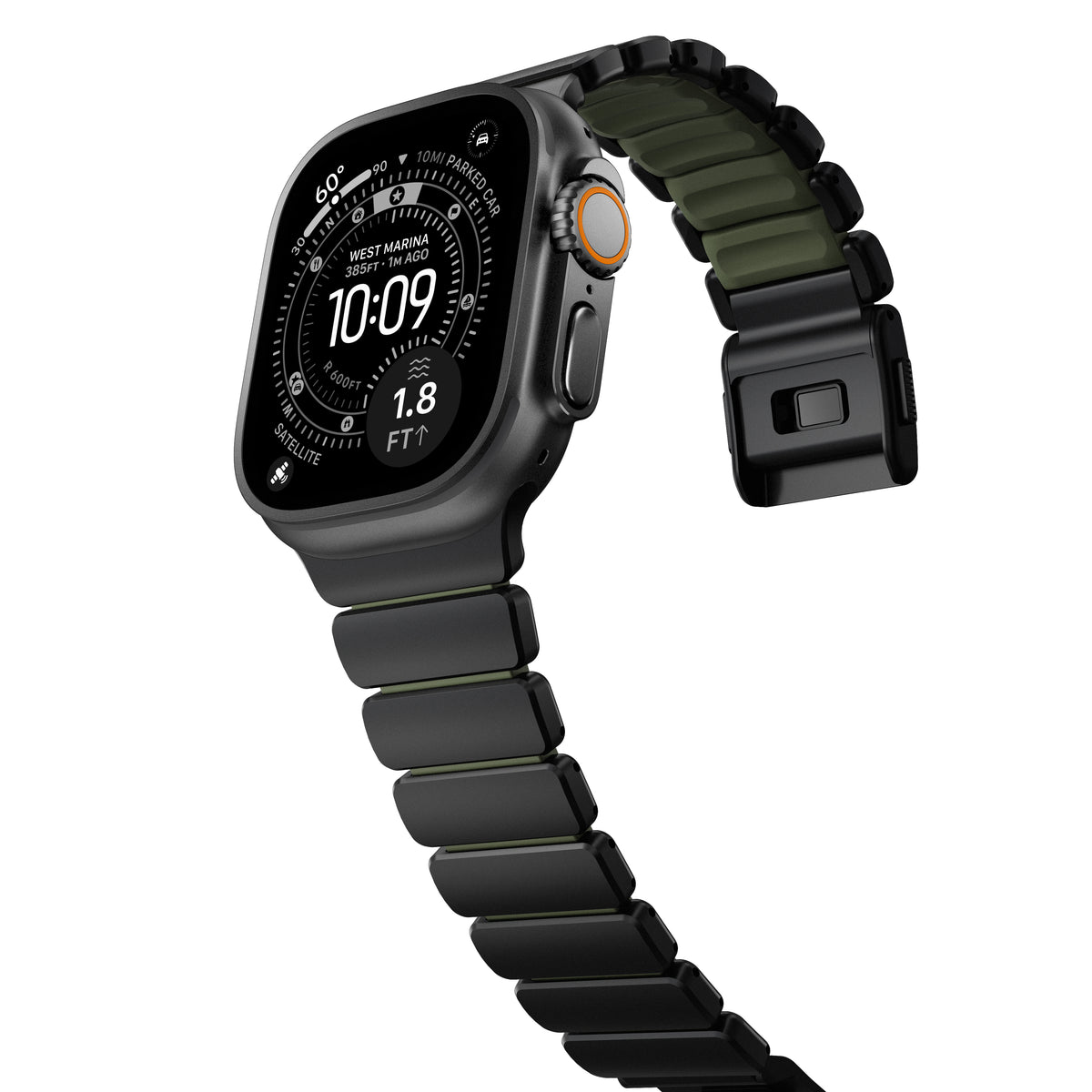 Nomad Apple Watch 45/46mm/Ultra 49mm Armbånd Stratos Band Sort Forest