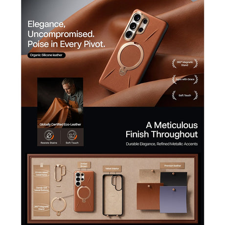 Torras Samsung Galaxy S26 Ultra Cover Ostand Q3 Vegskin Amber Brown
