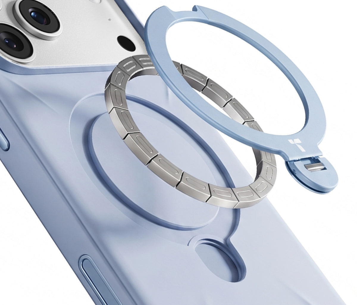 Torras iPhone 18 Pro Max Cover Ostand Q3 Silicone Blå