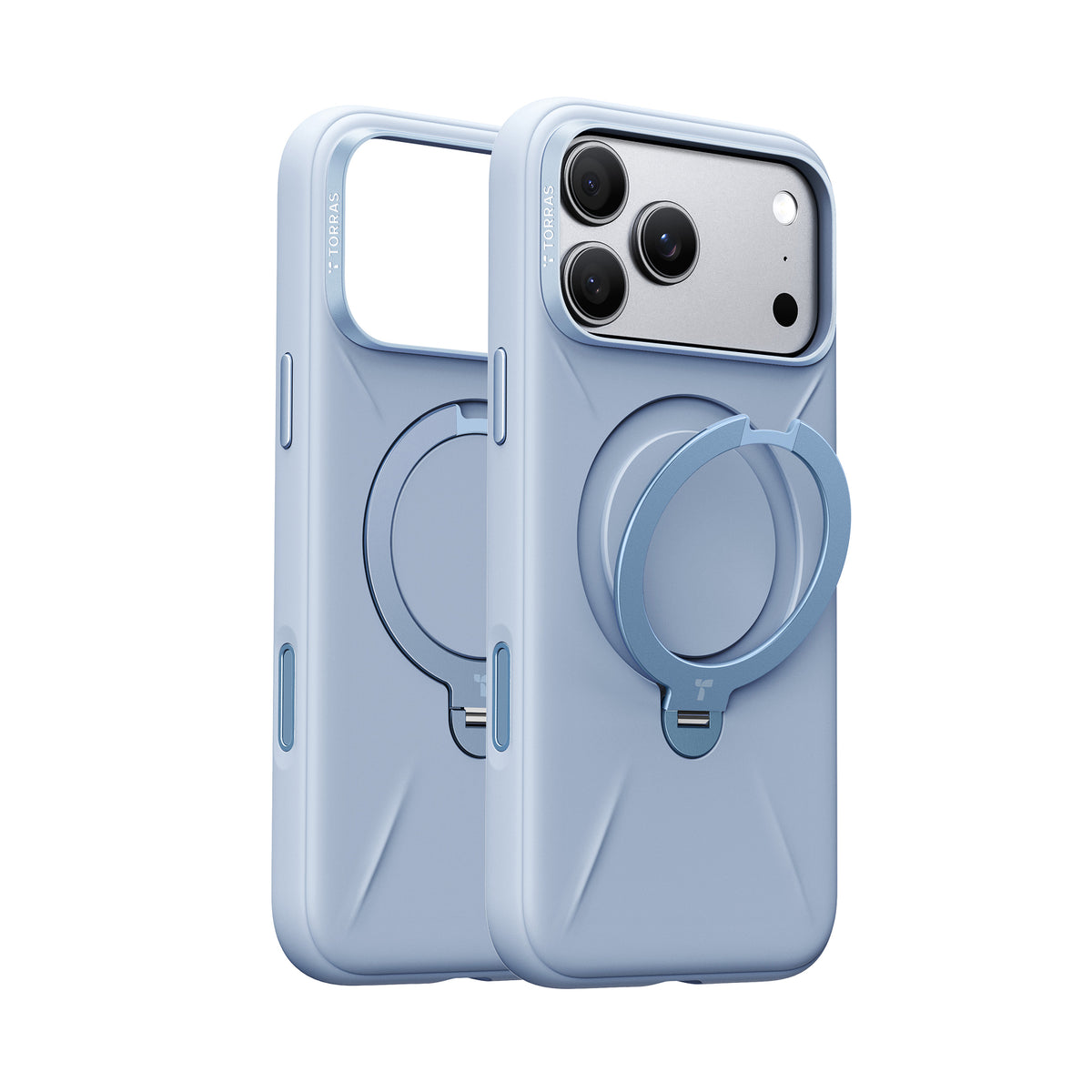 Torras iPhone 18 Pro Max Cover Ostand Q3 Silicone Blå