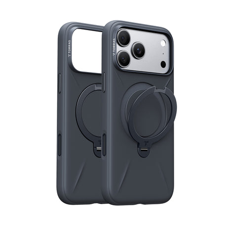 Torras iPhone 18 Pro Cover Ostand Q3 Silicone Sort