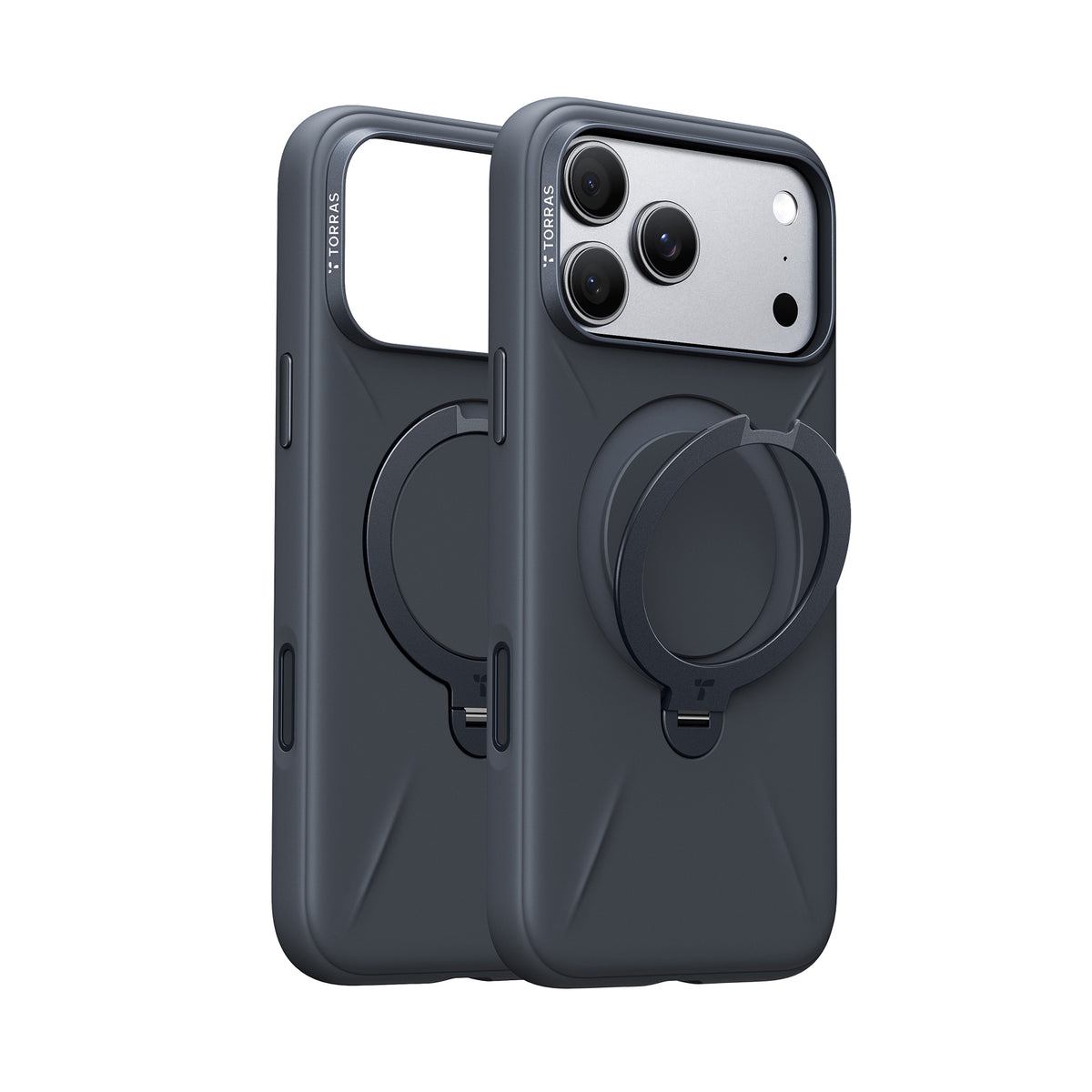 Torras iPhone 18 Pro Max Cover Ostand Q3 Silicone Sort