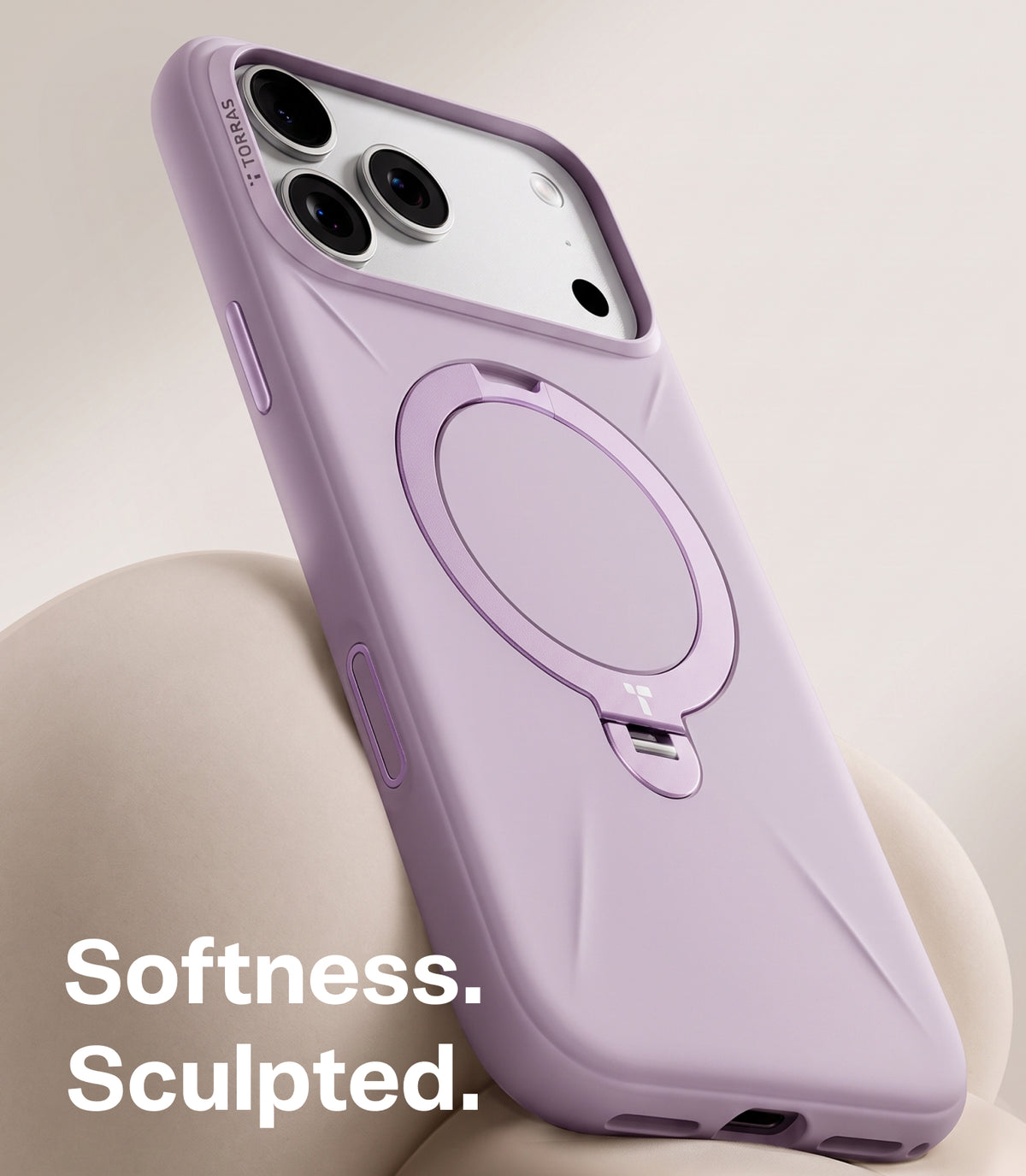 Torras iPhone 18 Pro Max Cover Ostand Q3 Silicone Lilla