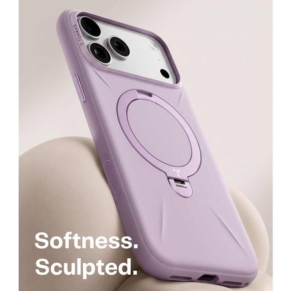 Torras iPhone 18 Pro Max Cover Ostand Q3 Silicone Lilla