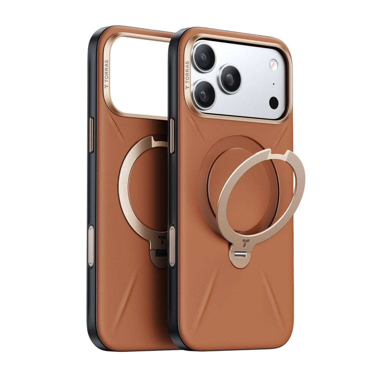 Torras iPhone 18 Pro Max Cover Ostand Q3 Vegskin Amber Brown