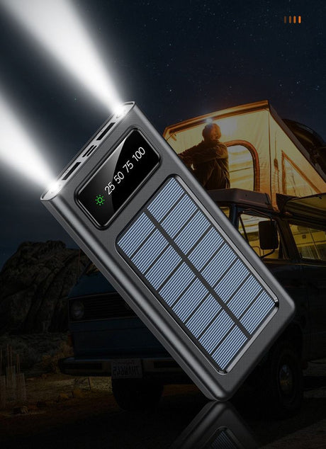 SiGN Powerbank med solceller & indbyggede kabler 20 000 mAh