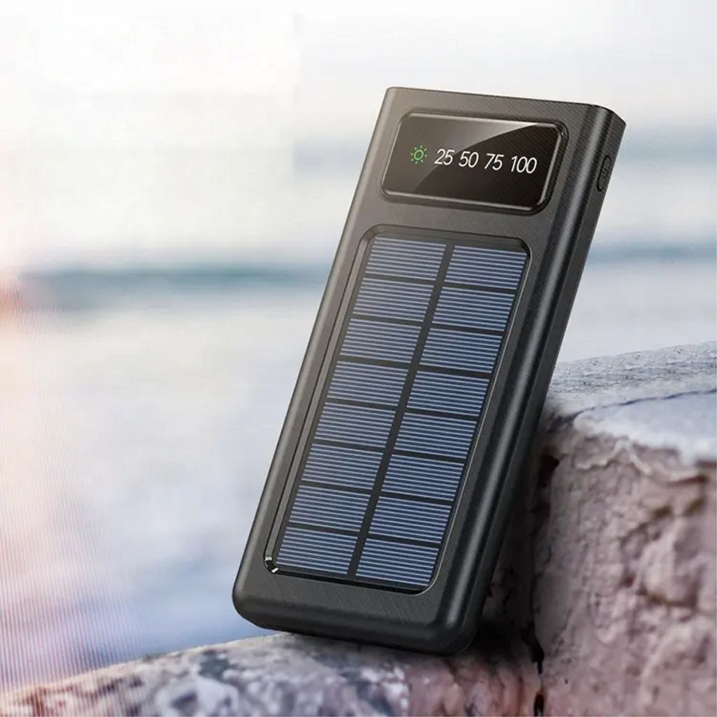 SiGN Powerbank med solceller & indbyggede kabler 20 000 mAh