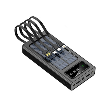 SiGN Powerbank med solceller & indbyggede kabler 20 000 mAh