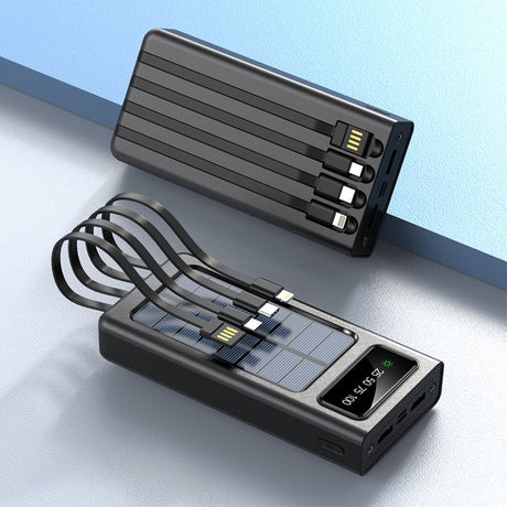SiGN Powerbank med solceller & indbyggede kabler 20 000 mAh