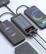 SiGN Powerbank med solceller & indbyggede kabler 20 000 mAh