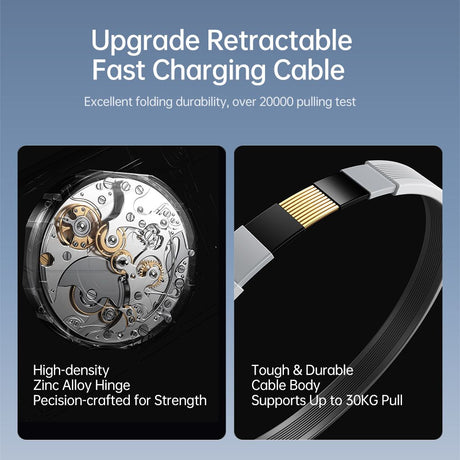 SiGN 65W Hurtiglader GaN med udtrækbar USB-C kabel Hvid