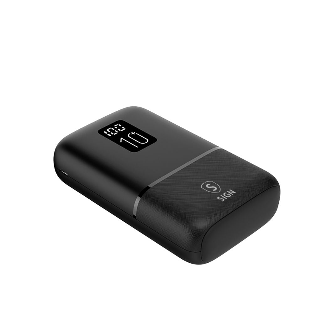 SiGN Mini Powerbank med Display 10 000mAh Sort