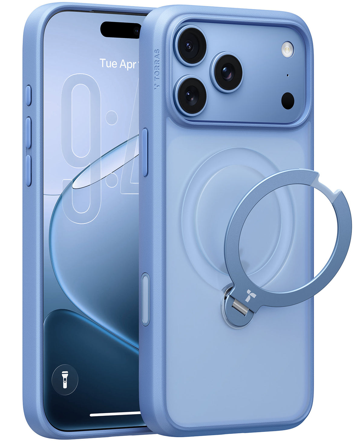 Torras iPhone 18 Pro Max Cover Ostand Q3 Spin Horizon Blue