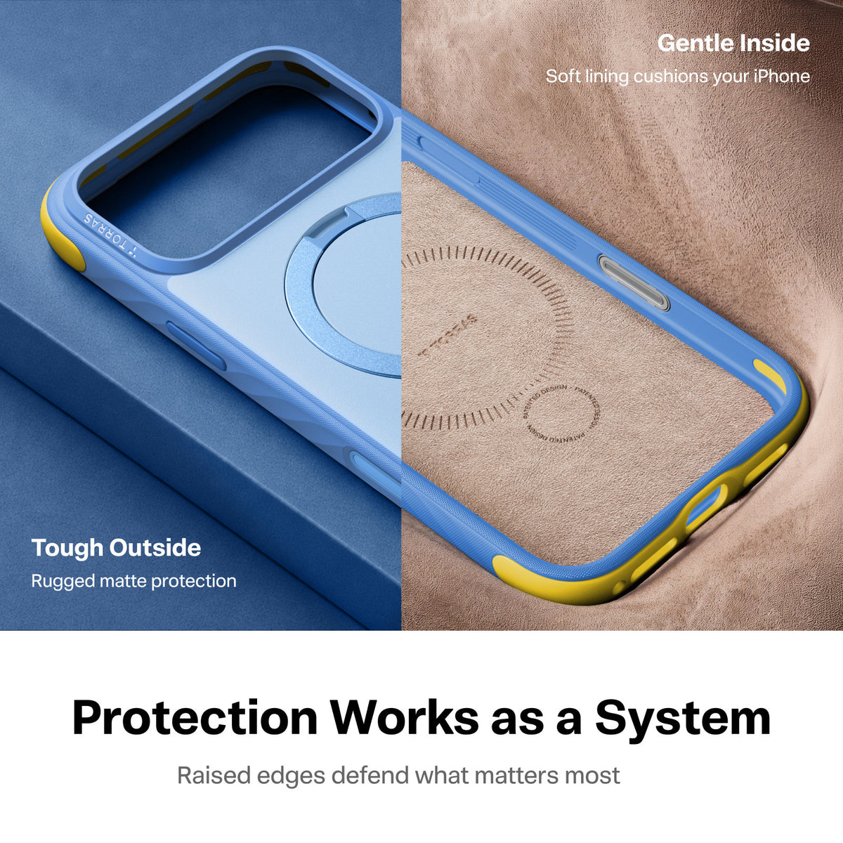 Torras iPhone 18 Pro Cover Ostand Q3 Rugged Island Blue