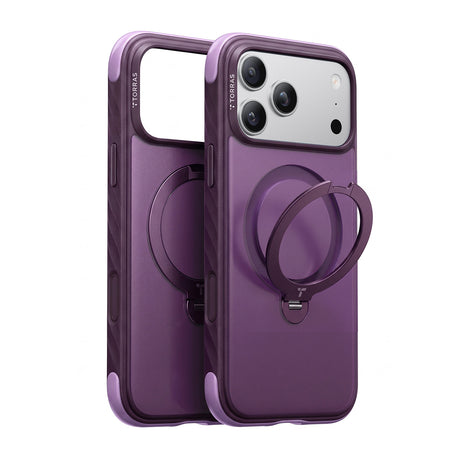 Torras iPhone 18 Pro Cover Ostand Q3 Rugged Plum Purple
