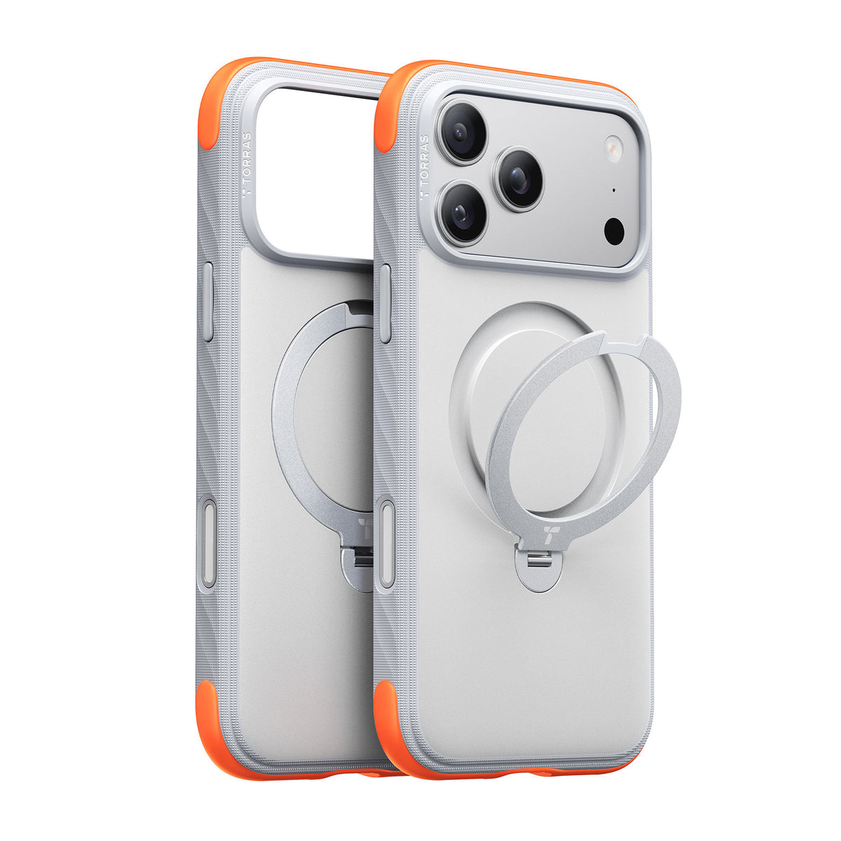 Torras iPhone 18 Pro Cover Ostand Q3 Rugged Sunrise White