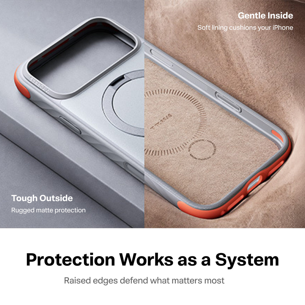 Torras iPhone 18 Pro Cover Ostand Q3 Rugged Sunrise White