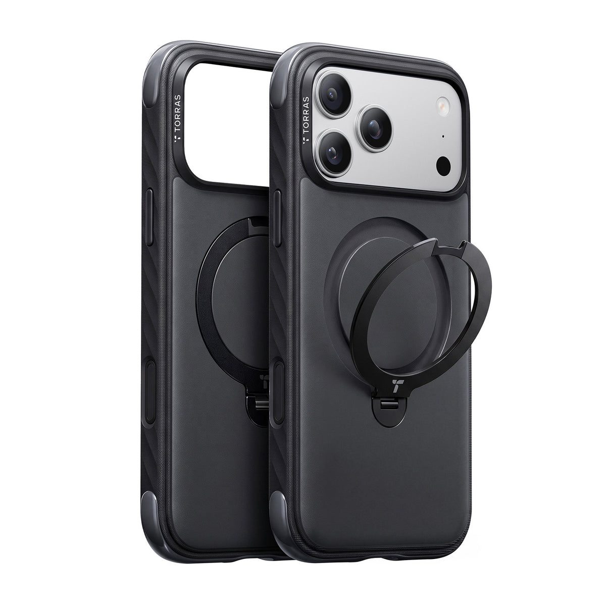 Torras iPhone 18 Pro Max Cover Ostand Q3 Rugged Jet Black