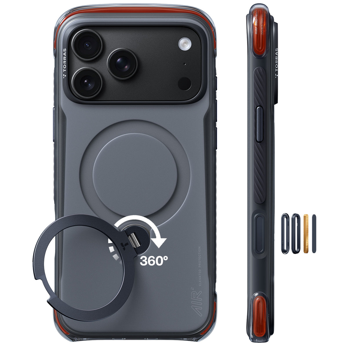Torras iPhone 18 Pro Cover Ostand Q3 Air Pro Obsidian Core