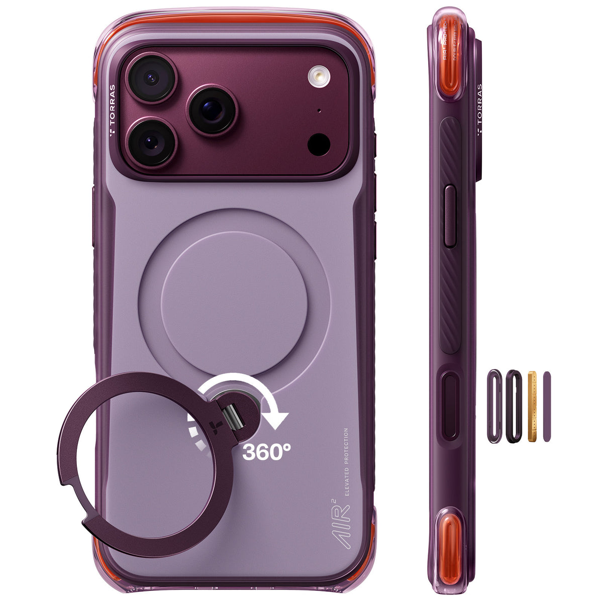 Torras iPhone 18 Pro Max Cover Ostand Q3 Air Pro Violet Summit