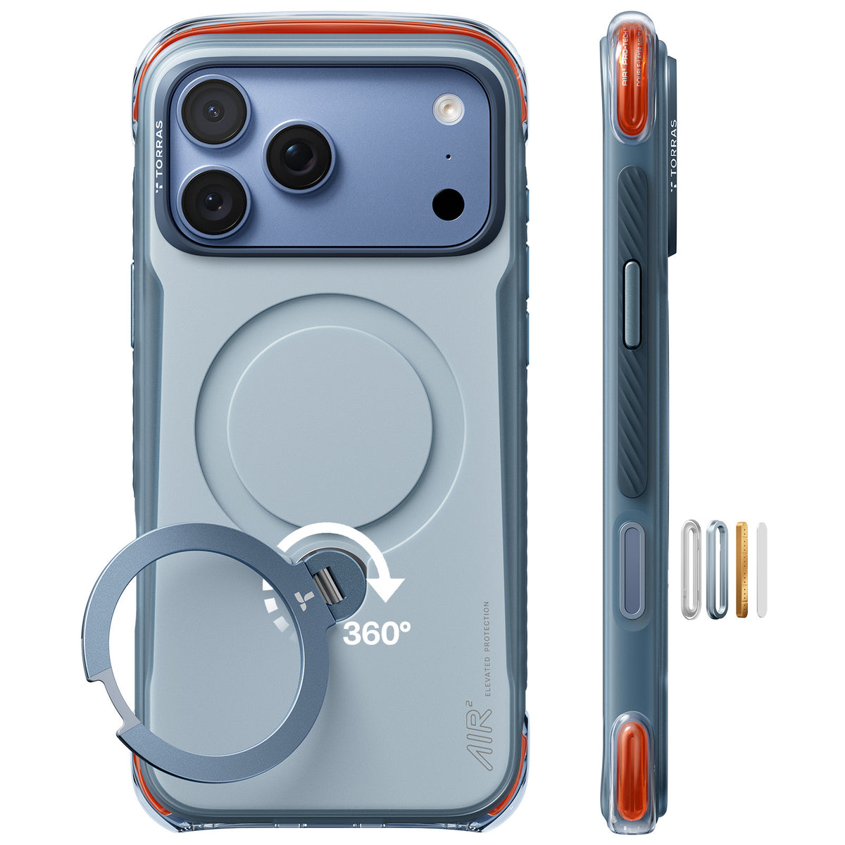 Torras iPhone 18 Pro Max Cover Ostand Q3 Air Pro Polar Slate