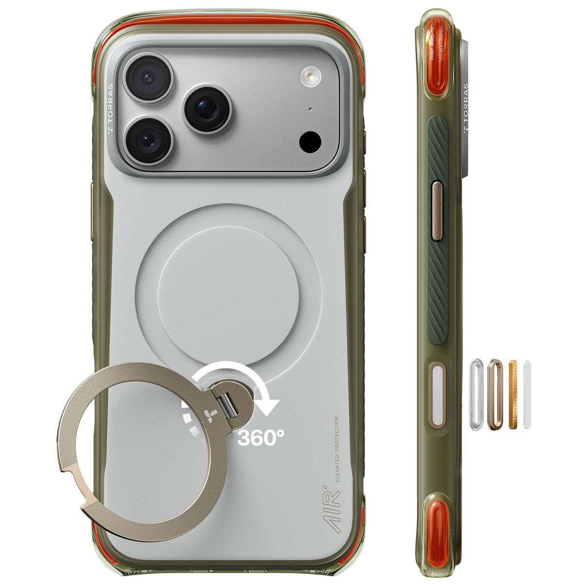 Torras iPhone 18 Pro Max Cover Ostand Q3 Air Pro Alpine Marble