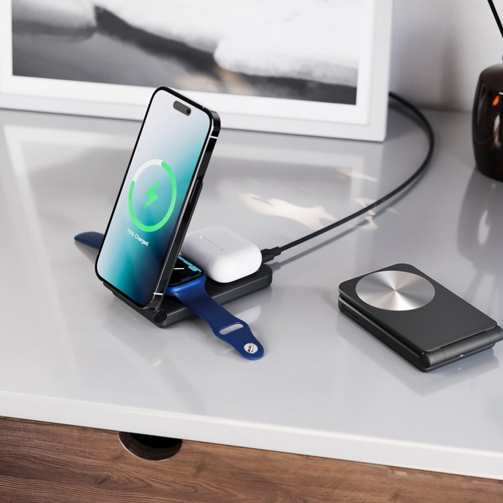 Alogic Trådløs oplader Yoga 3-in-1 Sort