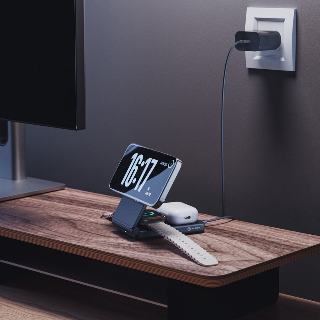 Alogic Trådløs oplader Yoga 3-in-1 Sort